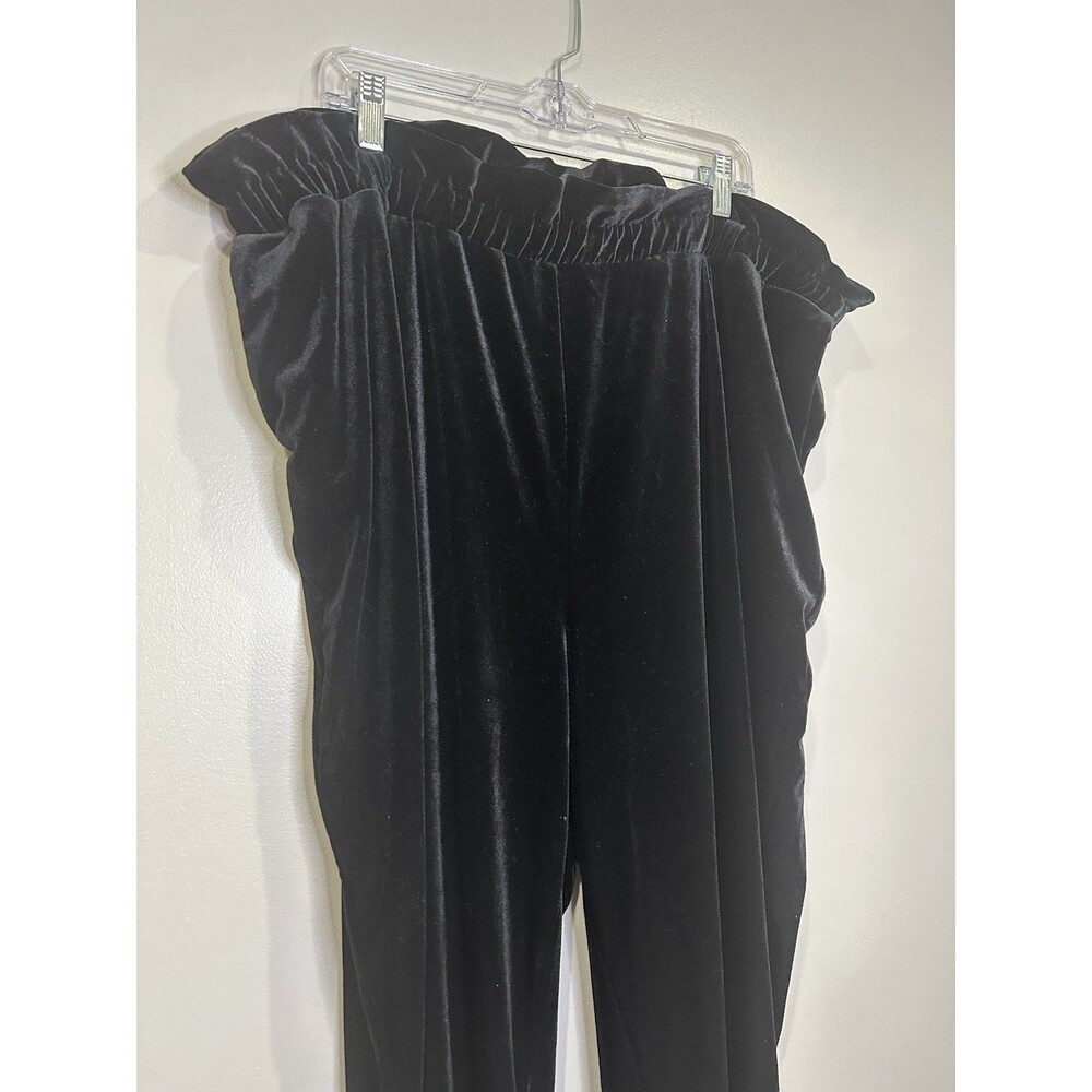 Eloquii Pants Womens 22 Black Velvet Elastic Pants Holiday Festive Career Party‎ - Picture 2 of 5